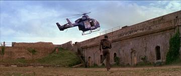 Die Another Day_Bond chases a chopper at the clinic