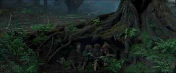 The Lord of the Rings The Fellowship of the Ring_The hobbits hide from the ring wraiths under a tree